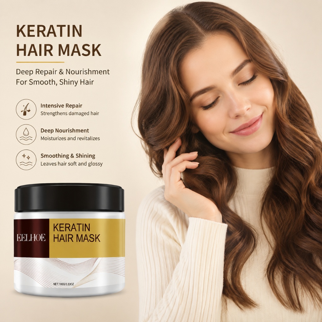 Hair Care Hair Mask - Keratin-Haarmaske mit Argan- und Kokosnussöl, Kollagen