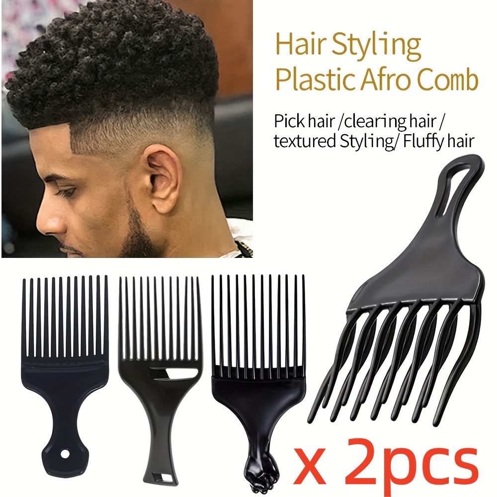 Afro Pick Comb - 2 Stück/Packung Professioneller Friseur-Haarkamm mit Kunststoffgriff