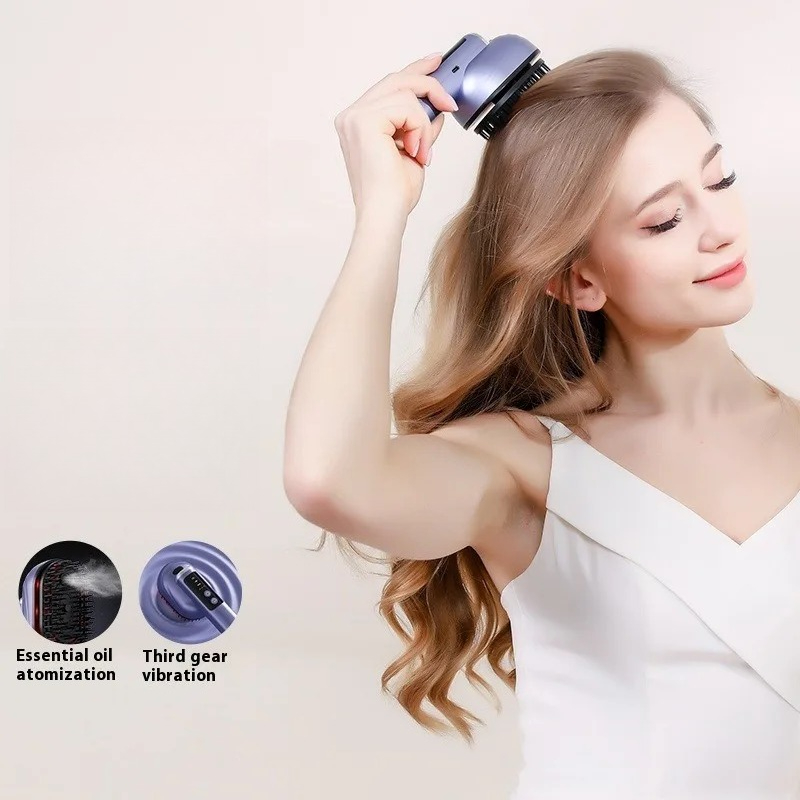 Hair Care Essential Oil Atomizing - Mini Silikon-Kopfhautmassagekamm mit Ätherischer-Öl-Zerstäubung, Hochfrequenz-Vibration Tragbarer