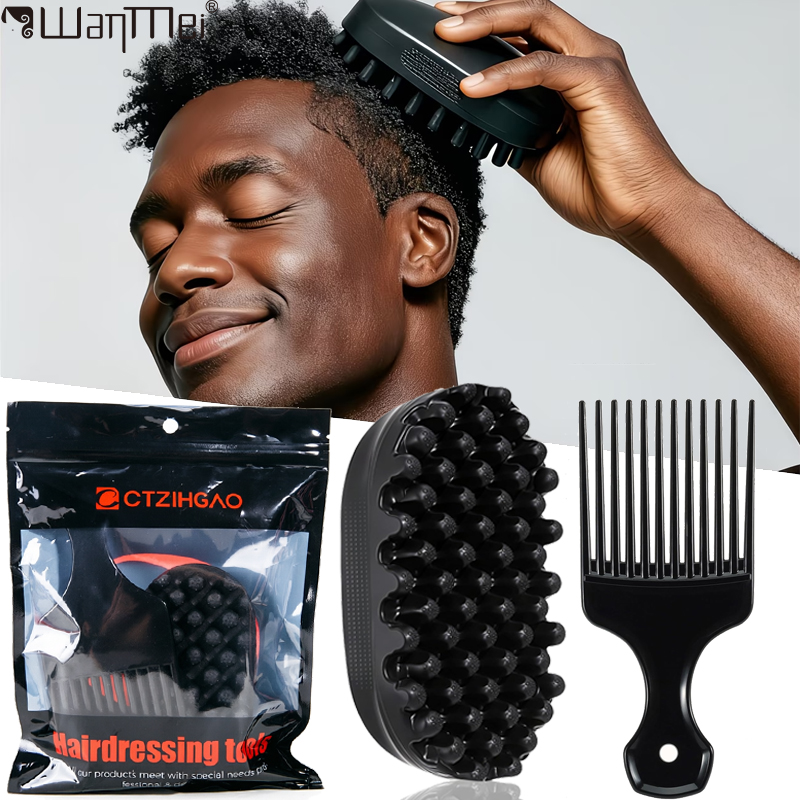Afro Pick Comb - Silikon Magic Twist Haarbürste & Afro-Kamm-Set,